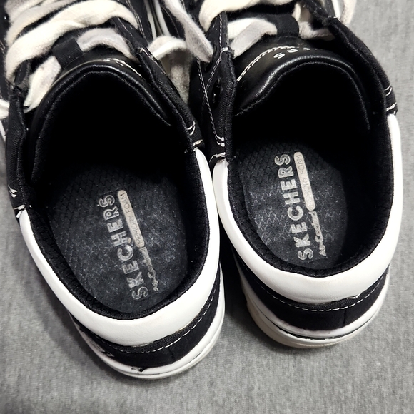 Vintage Y2K SKECHERS Chunky Puffy Platform Lug Sole Black Canvas Sneakers Shoes - Picture 10 of 17